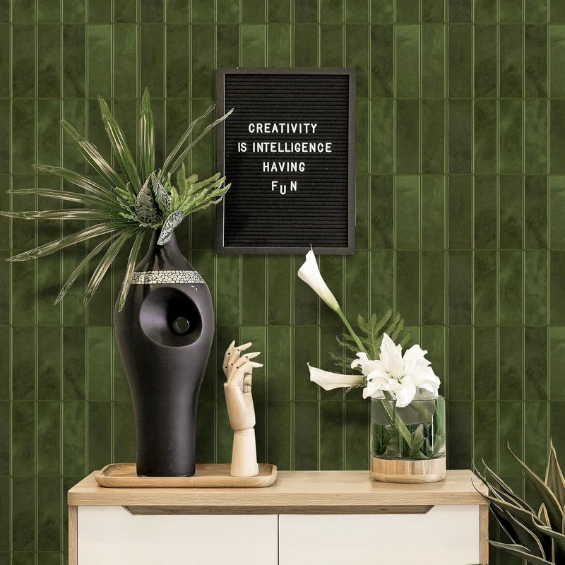 AdoDecor Peel and Stick Backsplash for Kitchen,New Upgrade 12" x 12" Large Premium Kitchen Tiles,Green Sticker on Subway Tile 10-Sheet. - Image 3